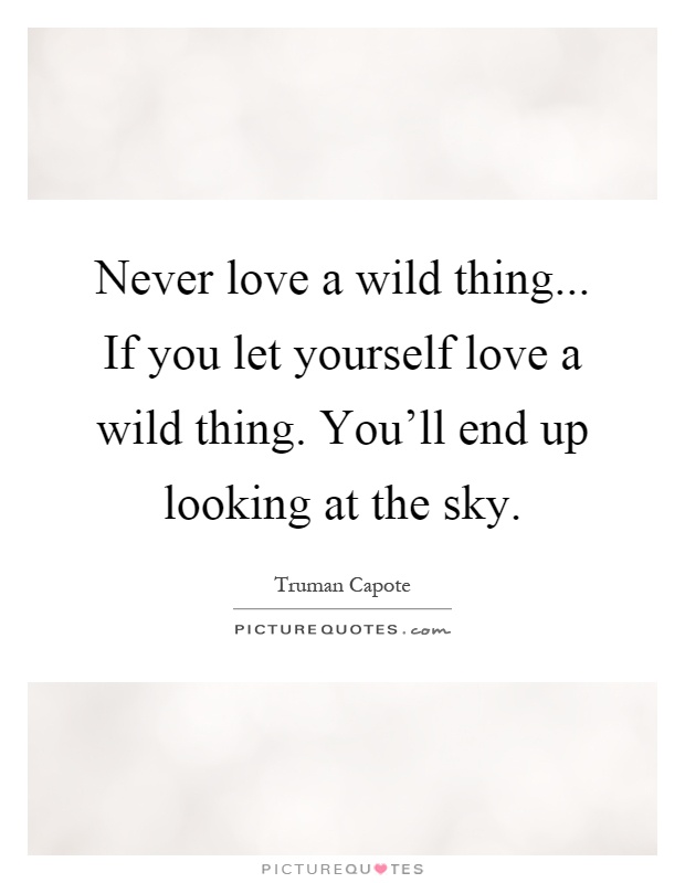 Never love a wild thing... If you let yourself love a wild thing. You'll end up looking at the sky Picture Quote #1