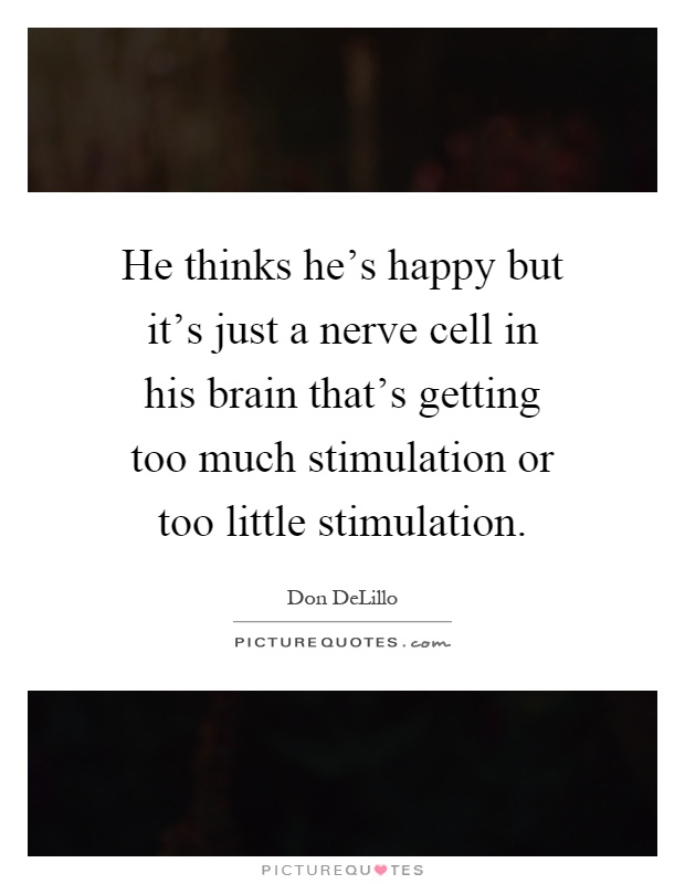 He thinks he's happy but it's just a nerve cell in his brain that's getting too much stimulation or too little stimulation Picture Quote #1