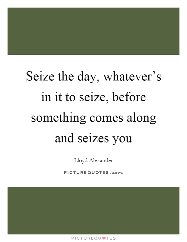 Seize the day, whatever's in it to seize, before something comes along and seizes you Picture Quote #1