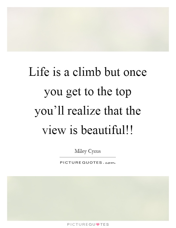 Life is a climb but once you get to the top you'll realize that the view is beautiful!! Picture Quote #1
