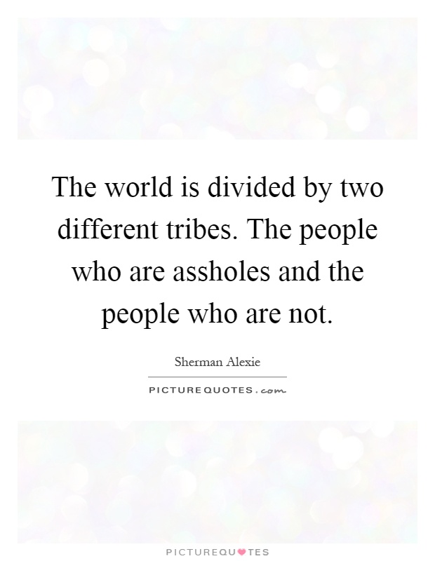 The world is divided by two different tribes. The people who are assholes and the people who are not Picture Quote #1