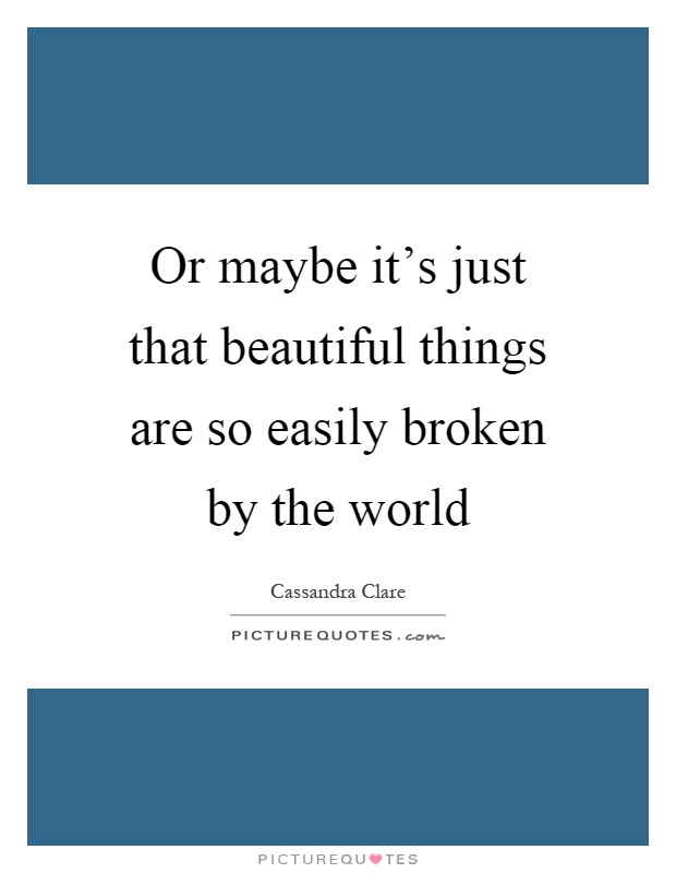 Or maybe it's just that beautiful things are so easily broken by the world Picture Quote #1