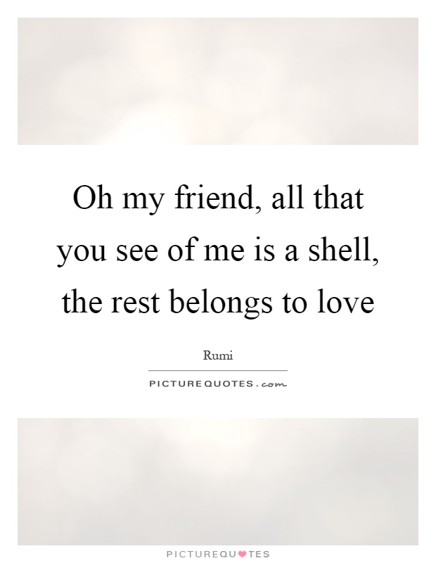 Oh my friend, all that you see of me is a shell, the rest belongs to love Picture Quote #1
