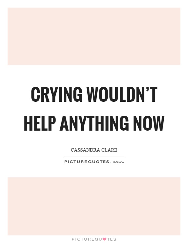 Crying wouldn't help anything now Picture Quote #1