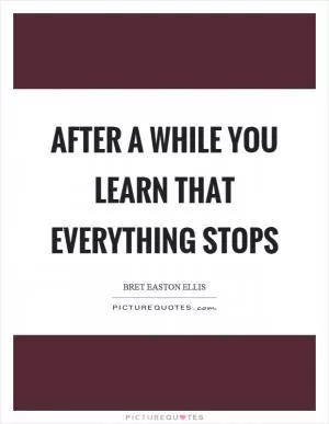 After a while you learn that everything stops Picture Quote #1