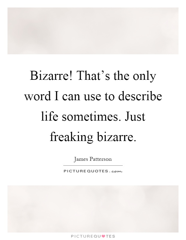 Bizarre! That's the only word I can use to describe life sometimes. Just freaking bizarre Picture Quote #1