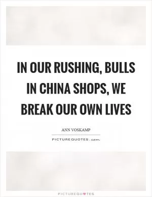 In our rushing, bulls in china shops, we break our own lives Picture Quote #1