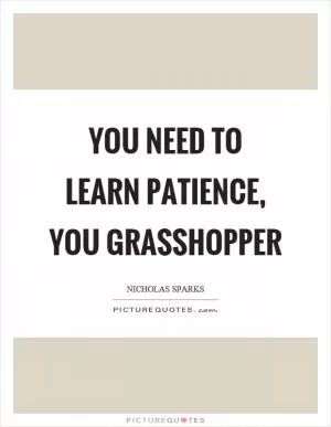 You need to learn patience, you grasshopper Picture Quote #1
