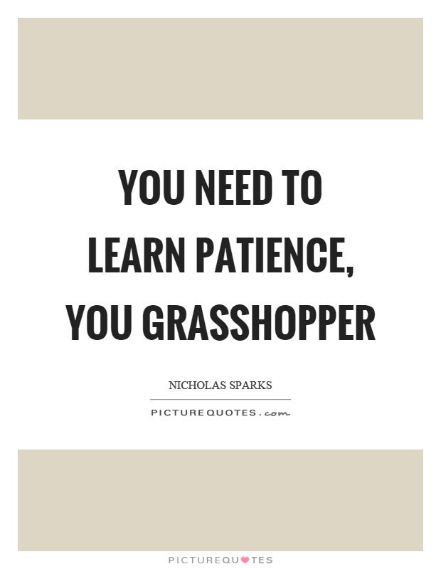 You need to learn patience, you grasshopper Picture Quote #1
