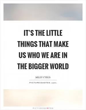 It’s the little things that make us who we are in the bigger world Picture Quote #1