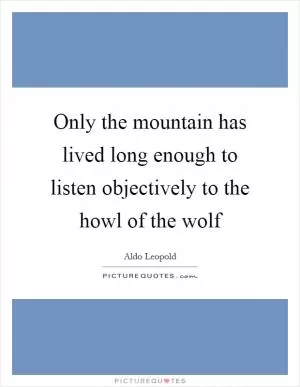 Only the mountain has lived long enough to listen objectively to the howl of the wolf Picture Quote #1