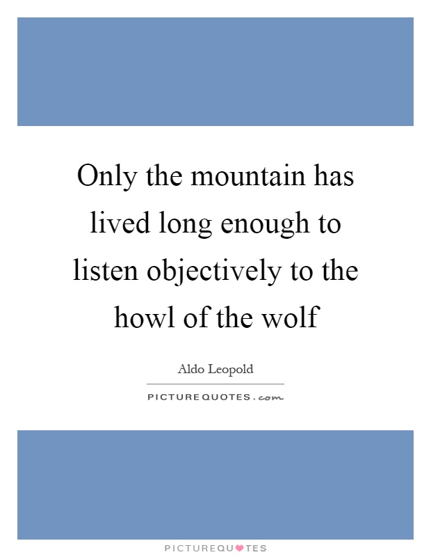 Only the mountain has lived long enough to listen objectively to the howl of the wolf Picture Quote #1