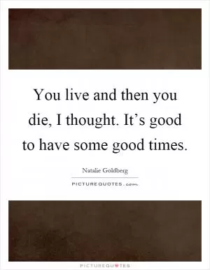 You live and then you die, I thought. It’s good to have some good times Picture Quote #1