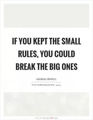 If you kept the small rules, you could break the big ones Picture Quote #1