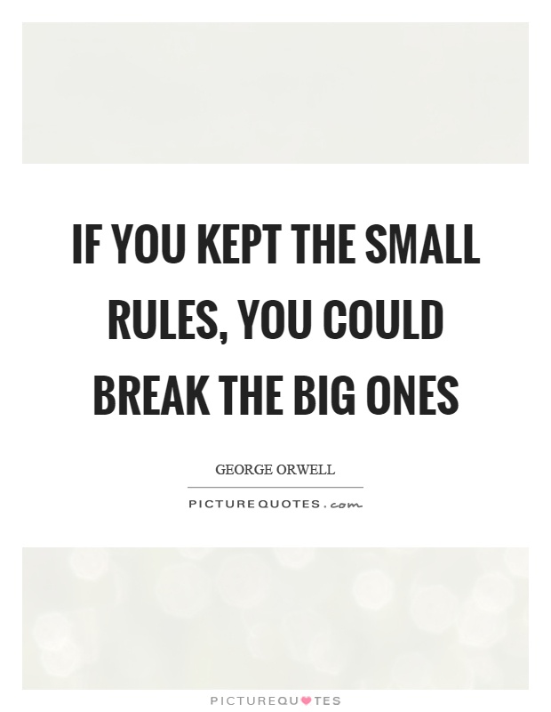 If you kept the small rules, you could break the big ones Picture Quote #1