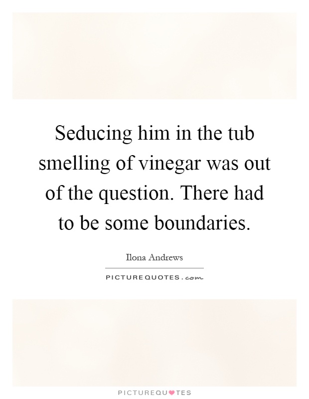 Seducing him in the tub smelling of vinegar was out of the question. There had to be some boundaries Picture Quote #1