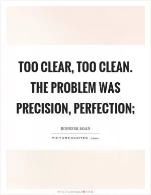 Too clear, too clean. The problem was precision, perfection; Picture Quote #1