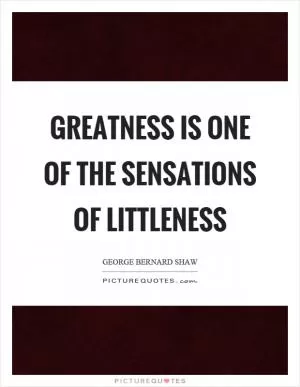 Greatness is one of the sensations of littleness Picture Quote #1