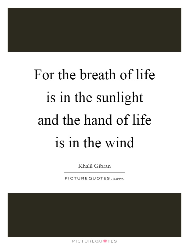 For the breath of life is in the sunlight and the hand of life is in the wind Picture Quote #1