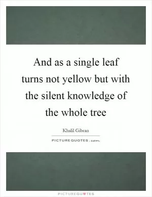 And as a single leaf turns not yellow but with the silent knowledge of the whole tree Picture Quote #1