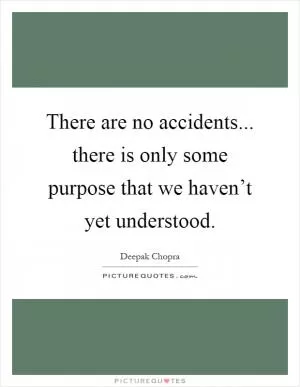 There are no accidents... there is only some purpose that we haven’t yet understood Picture Quote #1
