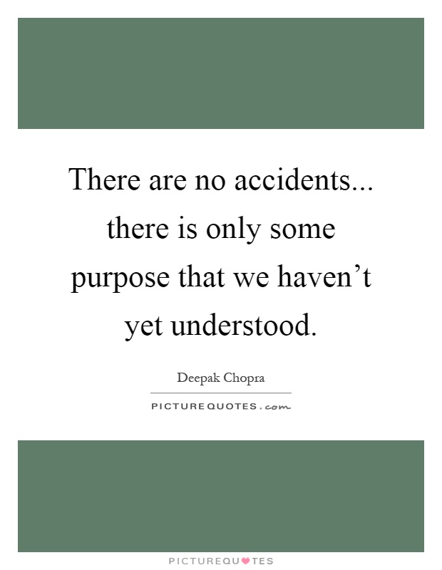 There are no accidents... there is only some purpose that we haven't yet understood Picture Quote #1
