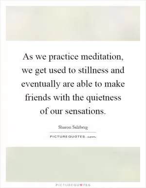As we practice meditation, we get used to stillness and eventually are able to make friends with the quietness of our sensations Picture Quote #1