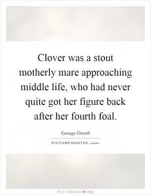 Clover was a stout motherly mare approaching middle life, who had never quite got her figure back after her fourth foal Picture Quote #1