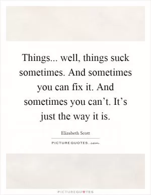 Things... well, things suck sometimes. And sometimes you can fix it. And sometimes you can’t. It’s just the way it is Picture Quote #1