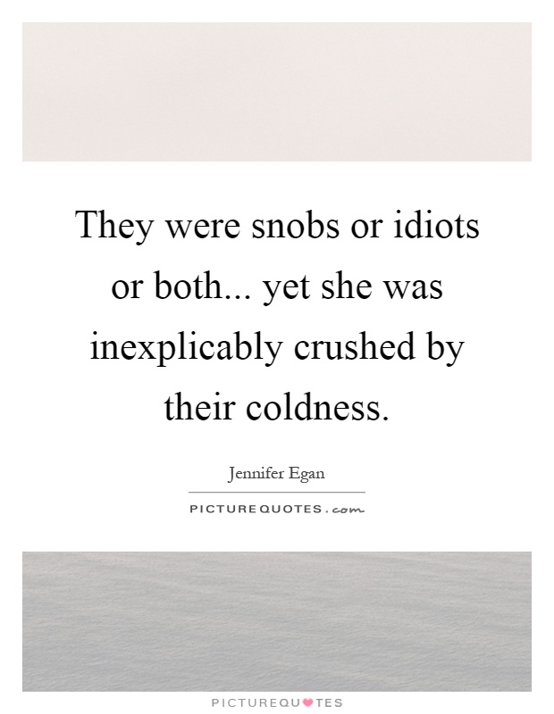 They were snobs or idiots or both... yet she was inexplicably crushed by their coldness Picture Quote #1