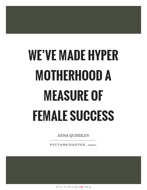 We've made hyper motherhood a measure of female success Picture Quote #1