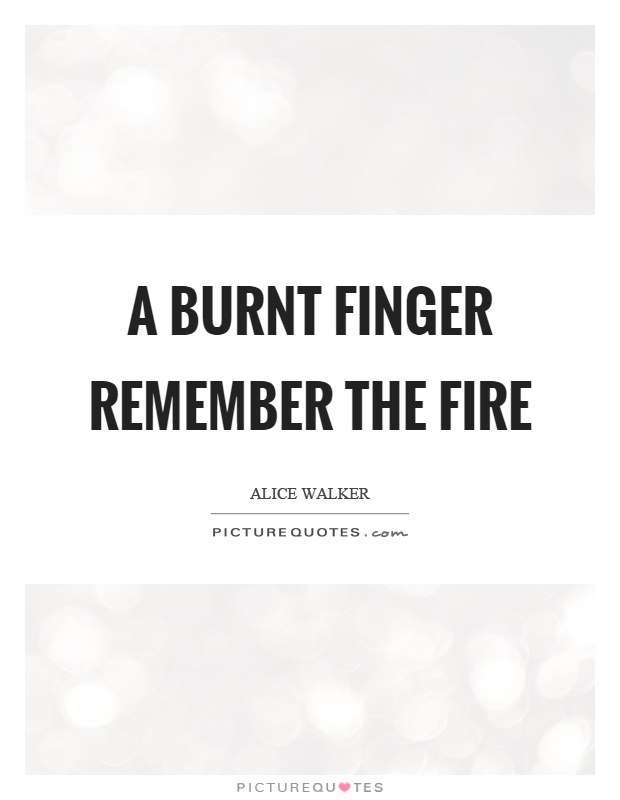 A burnt finger remember the fire Picture Quote #1