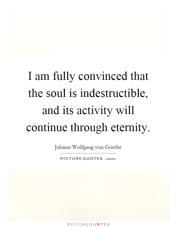 I am fully convinced that the soul is indestructible, and its activity will continue through eternity Picture Quote #1