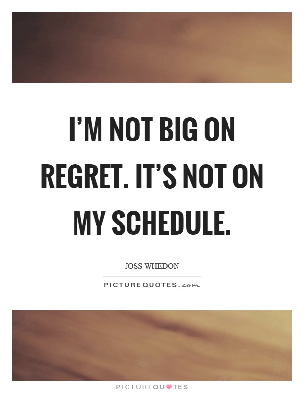 I'm not big on regret. It's not on my schedule Picture Quote #1