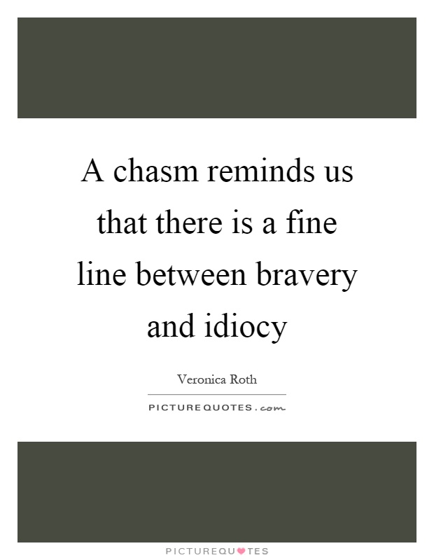 A chasm reminds us that there is a fine line between bravery and idiocy Picture Quote #1