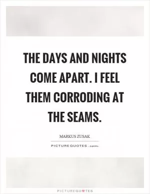 The days and nights come apart. I feel them corroding at the seams Picture Quote #1