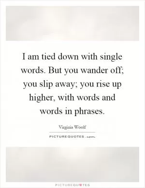 I am tied down with single words. But you wander off; you slip away; you rise up higher, with words and words in phrases Picture Quote #1