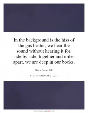 In the background is the hiss of the gas heater; we hear the sound without hearing it for, side by side, together and miles apart, we are deep in our books Picture Quote #1