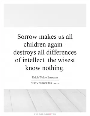 Sorrow makes us all children again - destroys all differences of intellect. the wisest know nothing Picture Quote #1