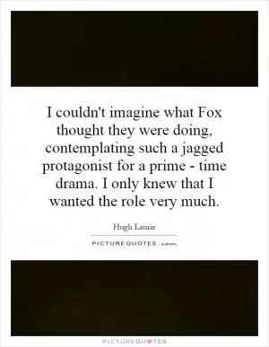 I couldn't imagine what Fox thought they were doing, contemplating such a jagged protagonist for a prime - time drama. I only knew that I wanted the role very much Picture Quote #1