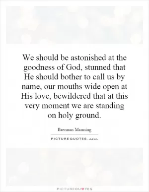We should be astonished at the goodness of God, stunned that He should bother to call us by name, our mouths wide open at His love, bewildered that at this very moment we are standing on holy ground Picture Quote #1