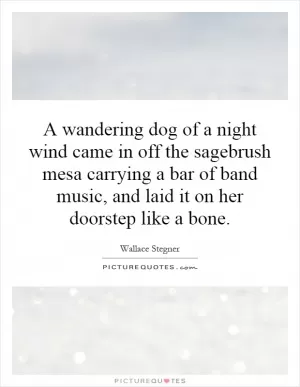 A wandering dog of a night wind came in off the sagebrush mesa carrying a bar of band music, and laid it on her doorstep like a bone Picture Quote #1
