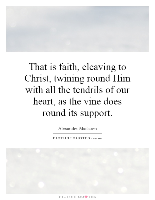 That is faith, cleaving to Christ, twining round Him with all the tendrils of our heart, as the vine does round its support Picture Quote #1