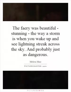 The faery was beautiful - stunning - the way a storm is when you wake up and see lightning streak across the sky. And probably just as dangerous Picture Quote #1