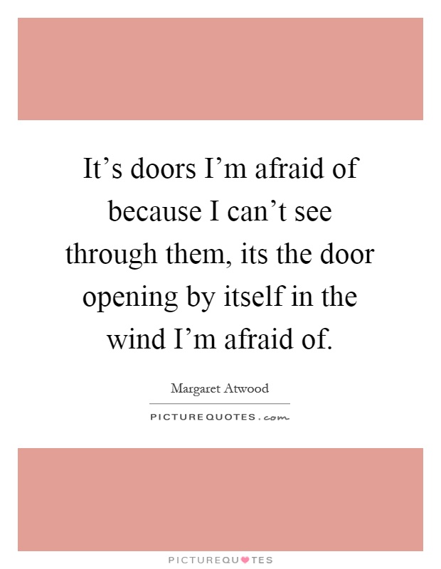 It's doors I'm afraid of because I can't see through them, its the door opening by itself in the wind I'm afraid of Picture Quote #1