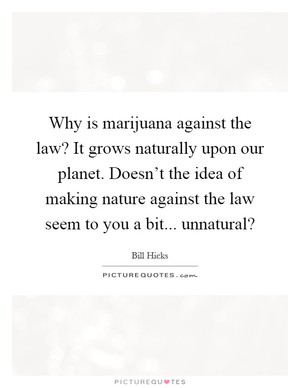 Why is marijuana against the law? It grows naturally upon our planet. Doesn't the idea of making nature against the law seem to you a bit... unnatural? Picture Quote #1
