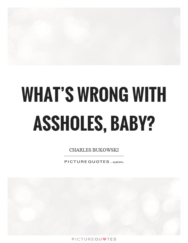 What's wrong with assholes, baby? Picture Quote #1