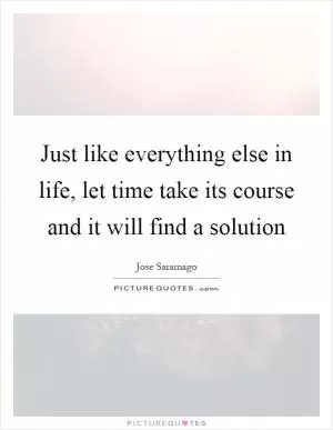 Just like everything else in life, let time take its course and it will find a solution Picture Quote #1