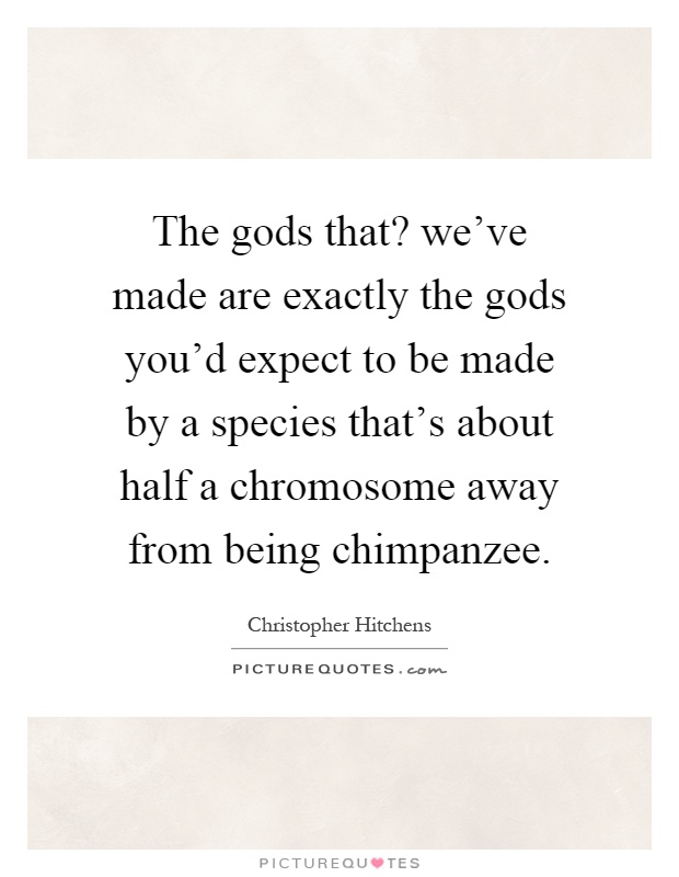 The gods that? we've made are exactly the gods you'd expect to be made by a species that's about half a chromosome away from being chimpanzee Picture Quote #1