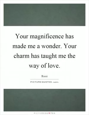 Your magnificence has made me a wonder. Your charm has taught me the way of love Picture Quote #1